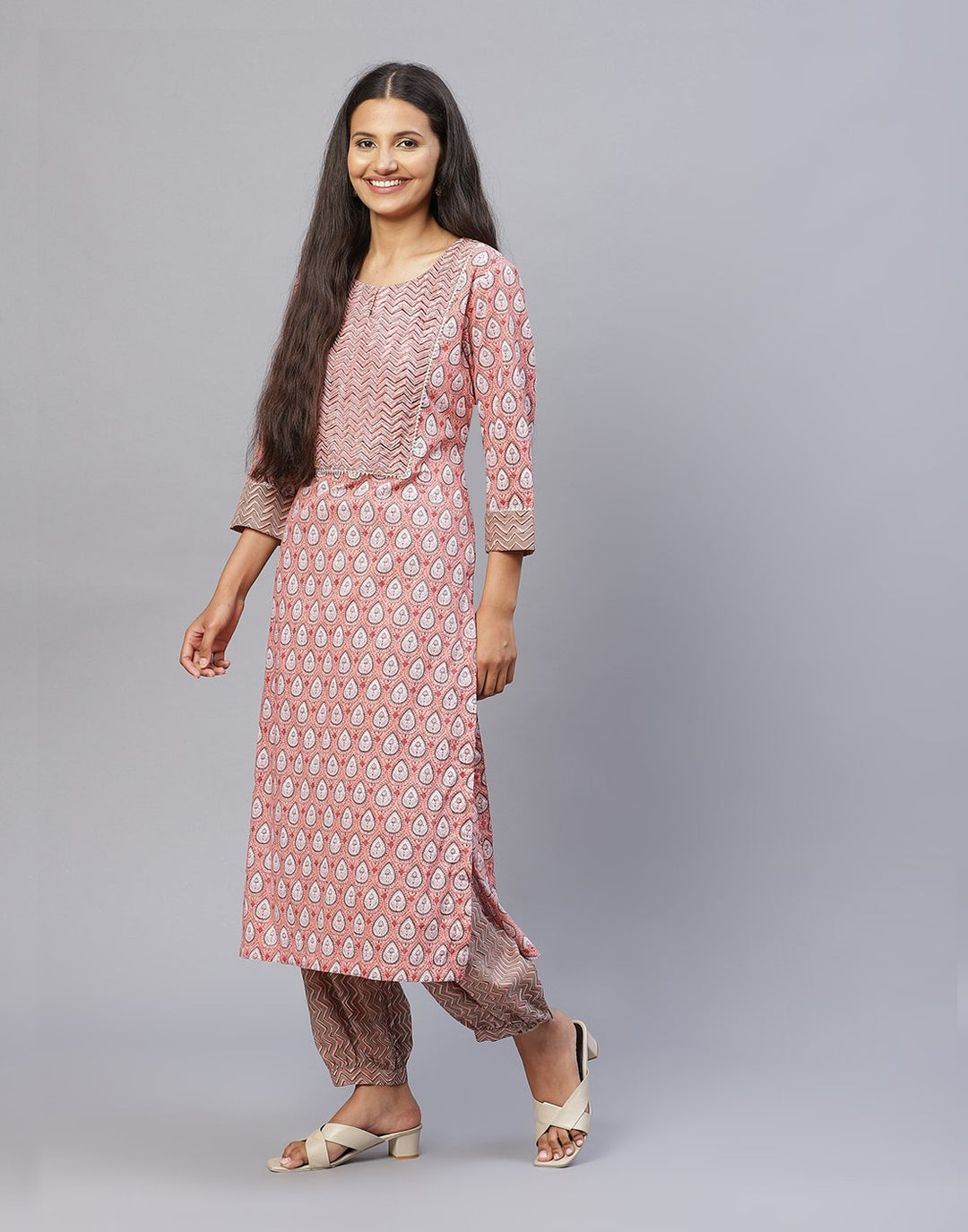 Cotton Printed Kurti Set with Yoke Detail