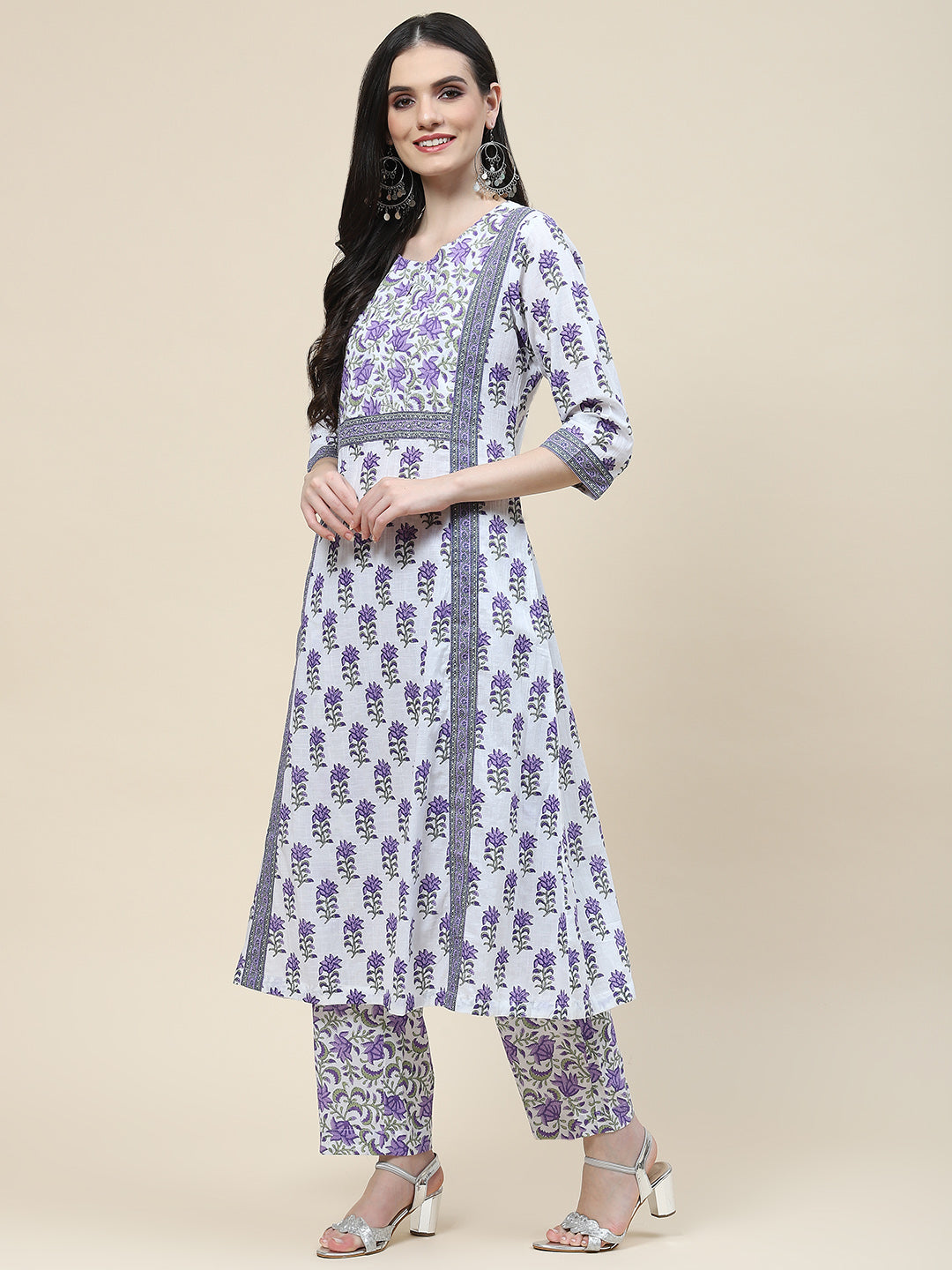 Printed Cotton Kurta With Pants