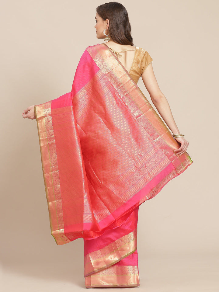 Resham Zari Border Woven Soft Silk Saree