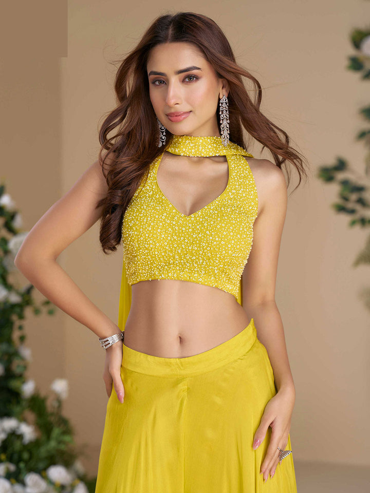 Embelished Chinon Suit With Pant &amp; Dupatta