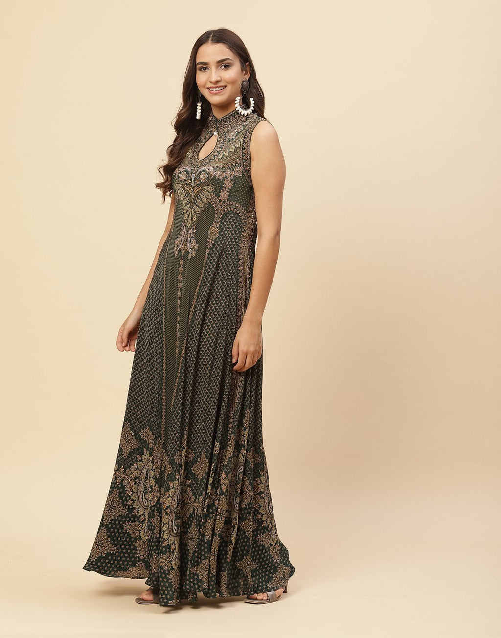 Digital Printed Crepe Gown