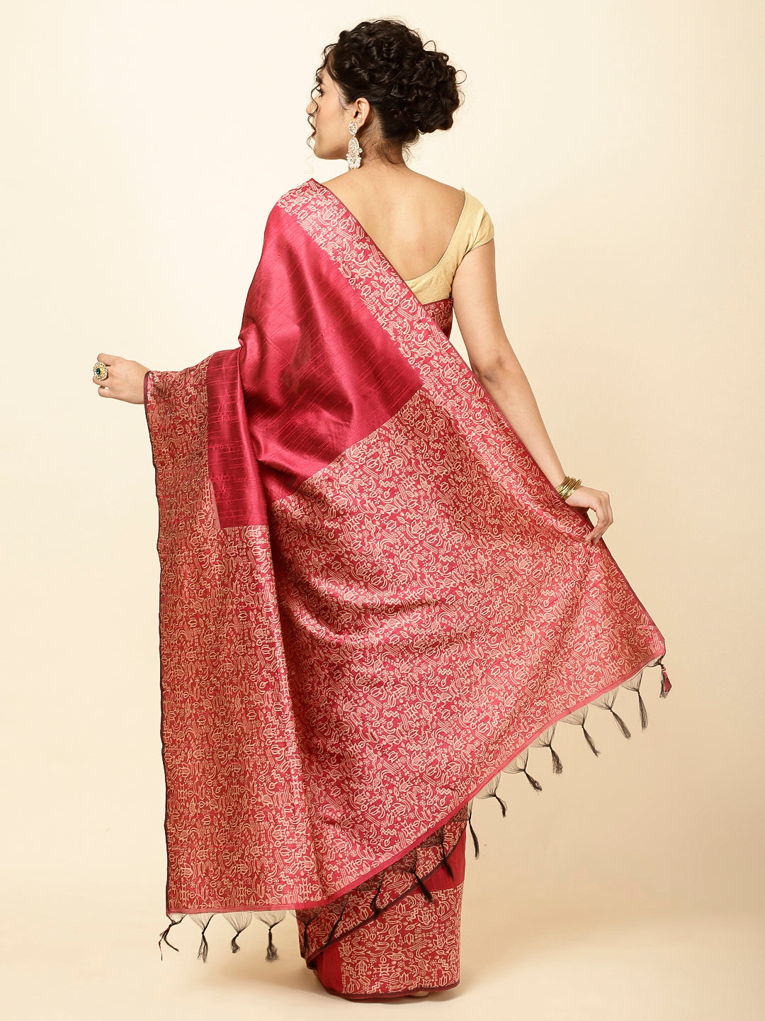 Plain Zari Border Woven Handloom Saree