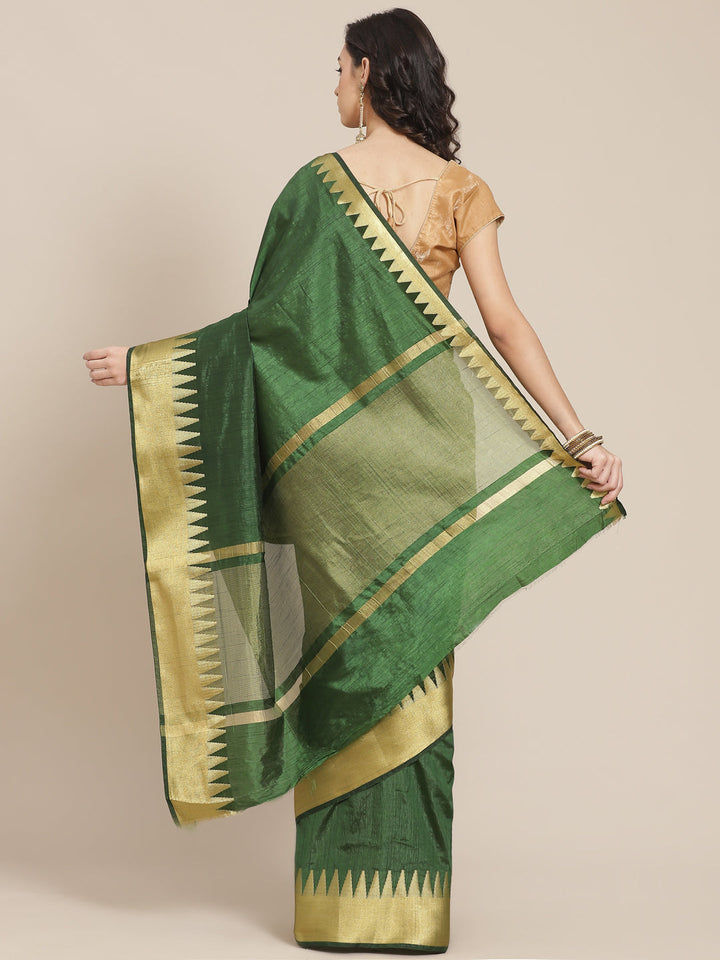 Plain Art Handloom Saree with  Temple Border