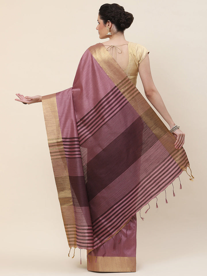 Plain Zari Border Woven Handloom Saree
