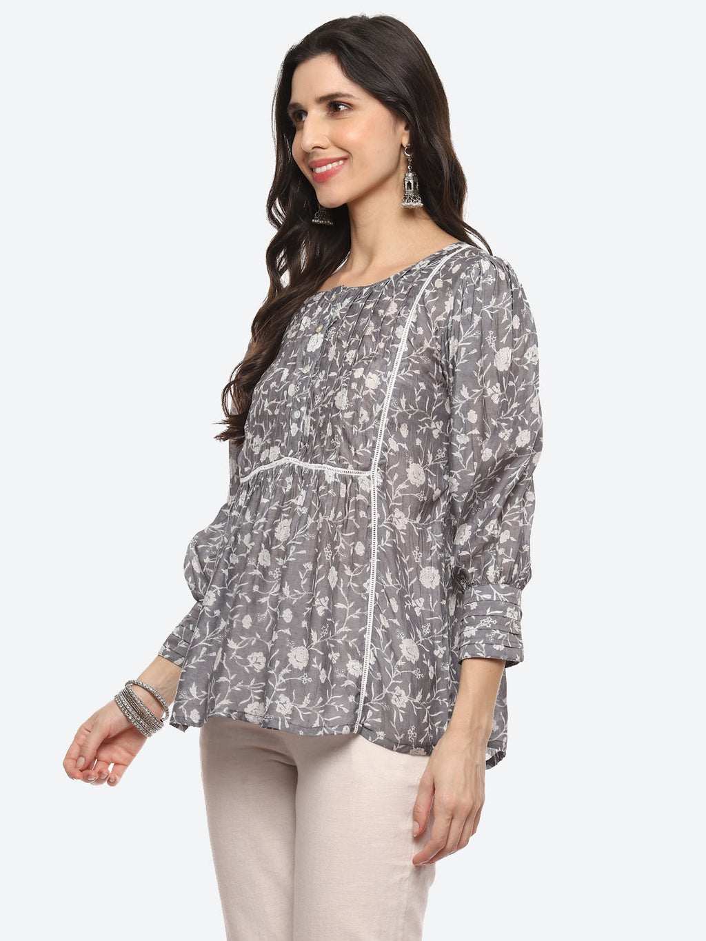 Floral Printed Muslin Kurti