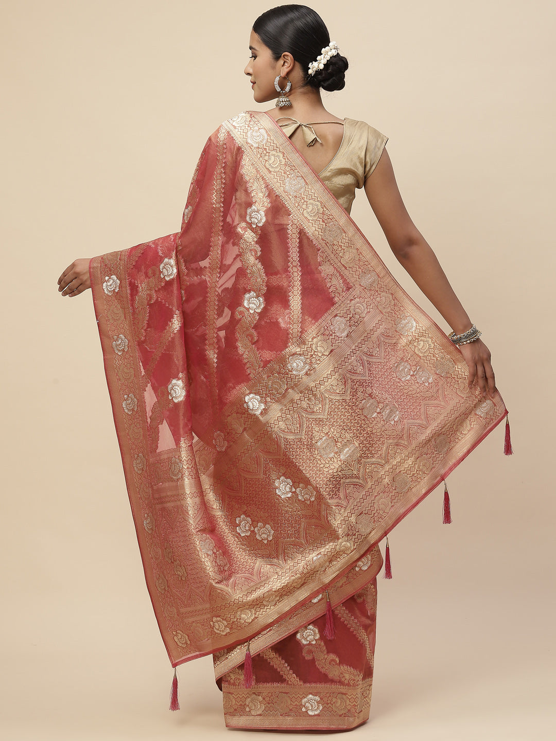 Zari Jaal Cotton Woven Saree