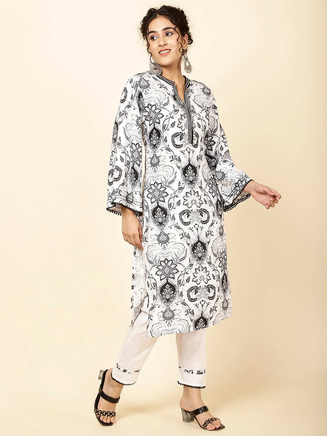 Floral Printed Cotton Kurta With Pants