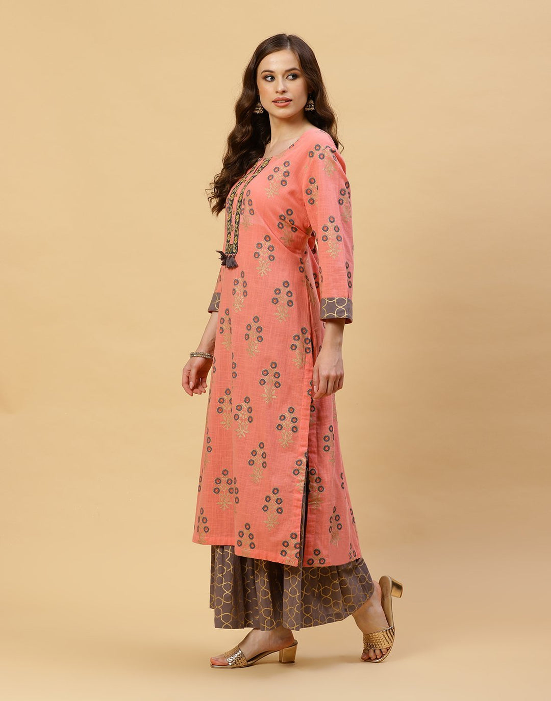 Printed Cotton Kurti With Palazzo