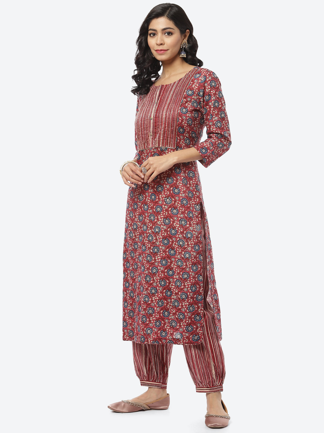Printed Cotton Kurti With Afghani Pant
