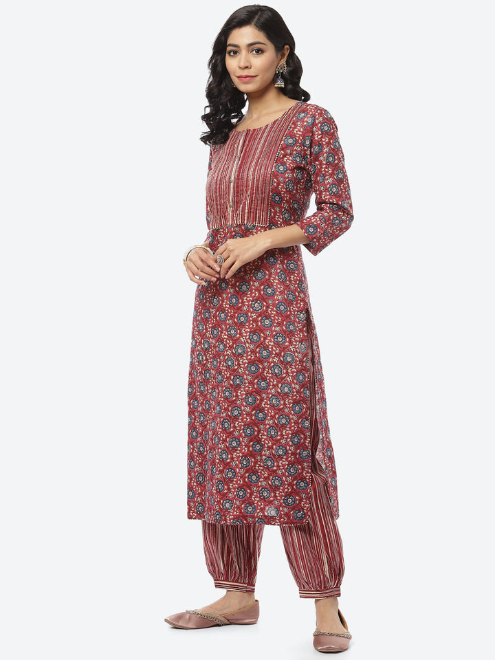 Printed Cotton Kurti With Afghani Pant