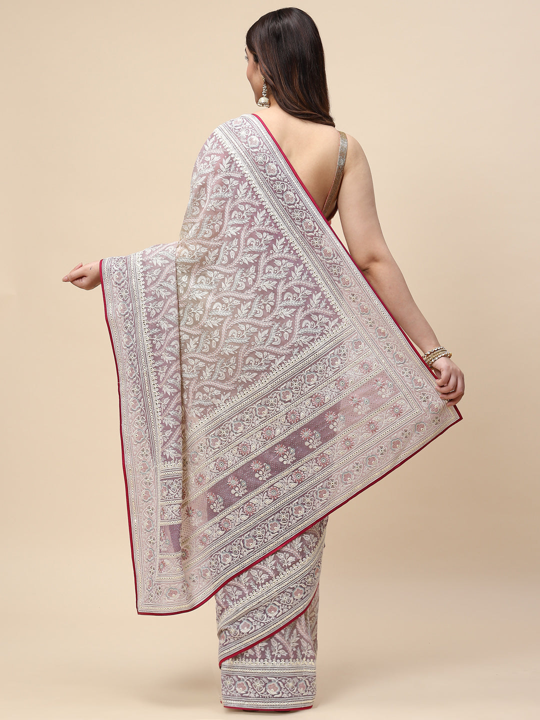 Zari Jaal Embroidered Georgette Saree