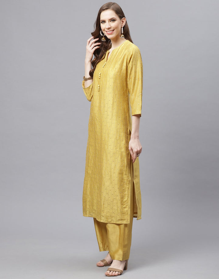Straight Chanderi Cotton Kurta with Plazzo Pants