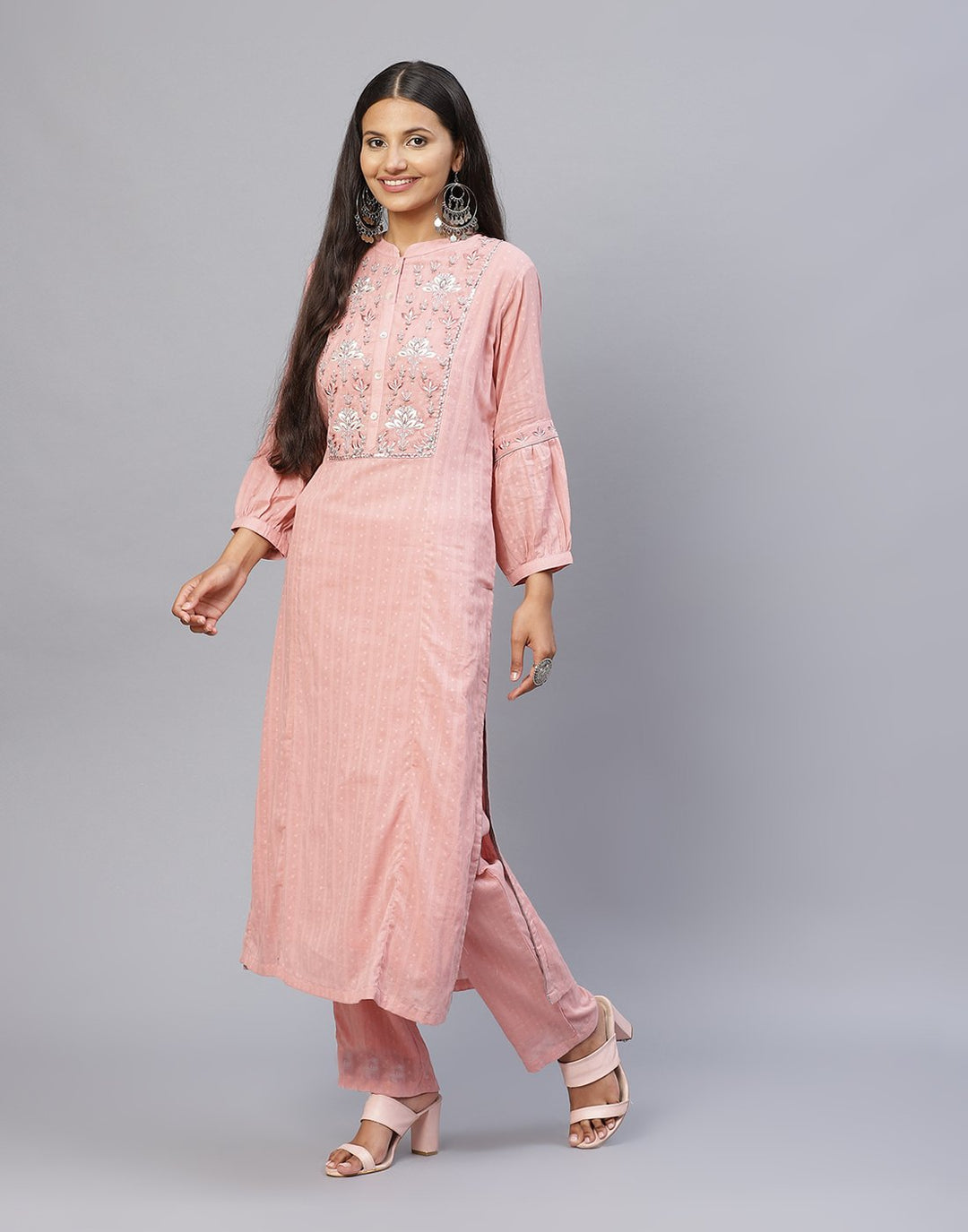 Yoke Embroidered Kurti Pant Set