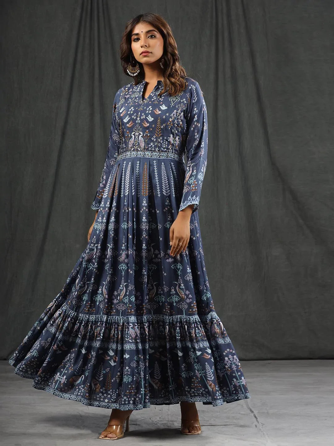 Digital Printed Cotton Gown Dress