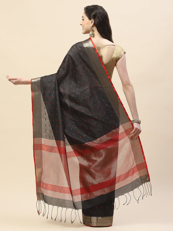 Plain Zari Border Woven Tussar Saree