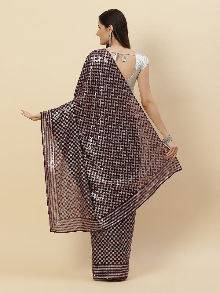 Sequin Embroidered Georgette Saree