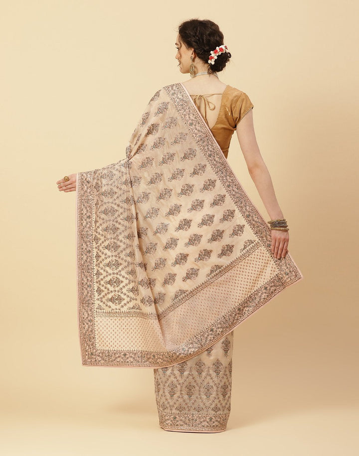 Embroidered Resham Jaal Organza Kora Saree