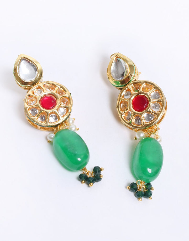 Kundan With Green Stone Earrings