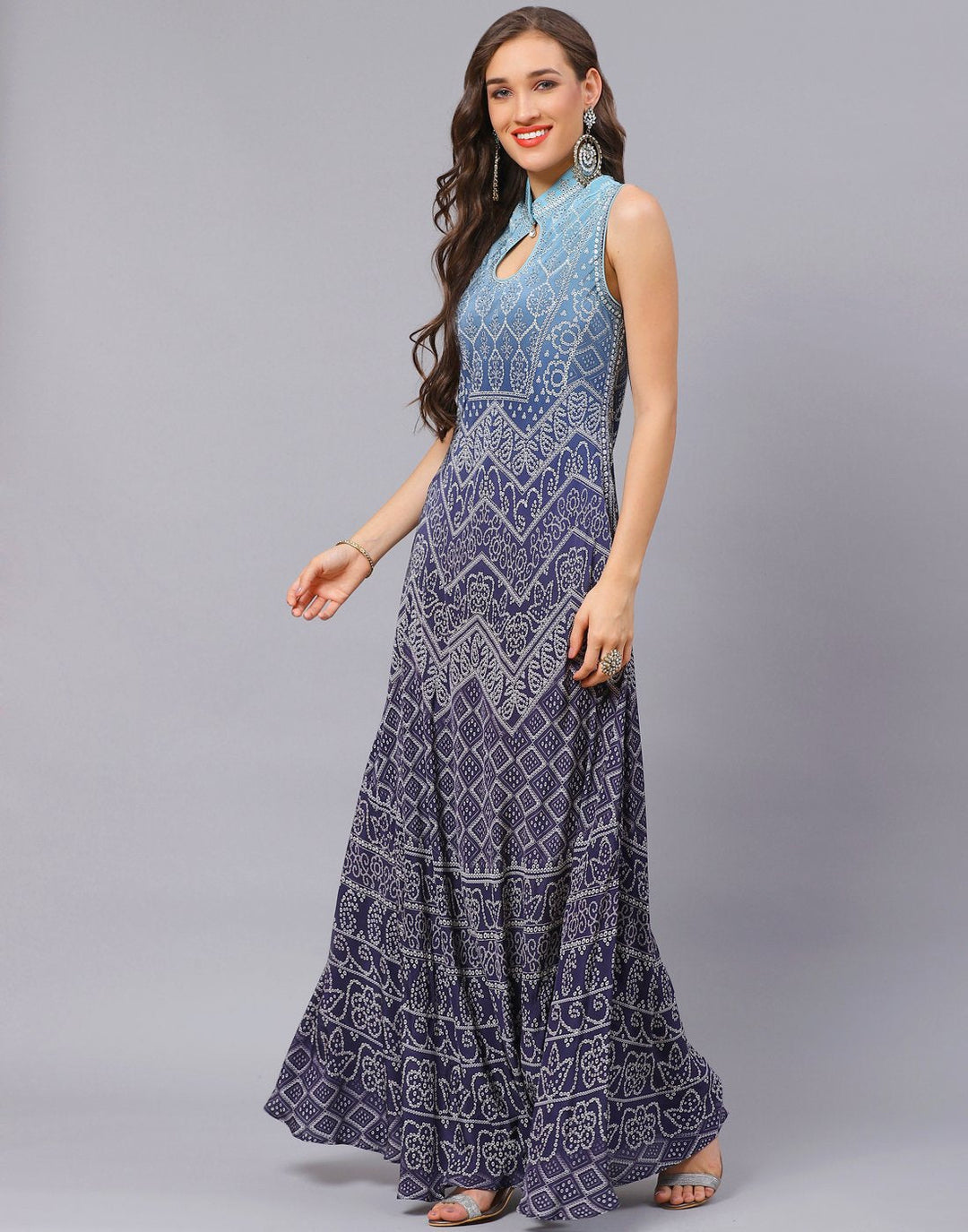 Blue and Peach Pink Dress