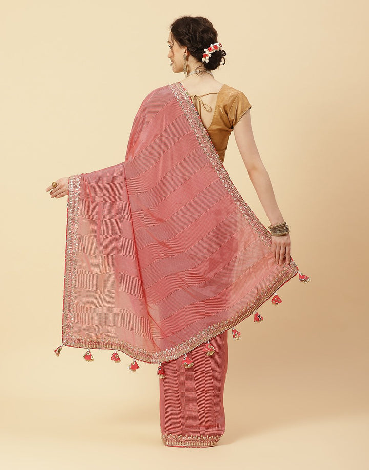 Printed Satin Gota Work Saree