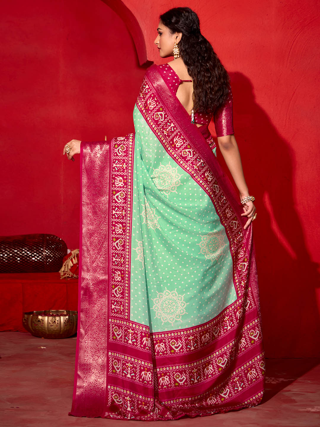 Bandhani Printed Art Silk Saree
