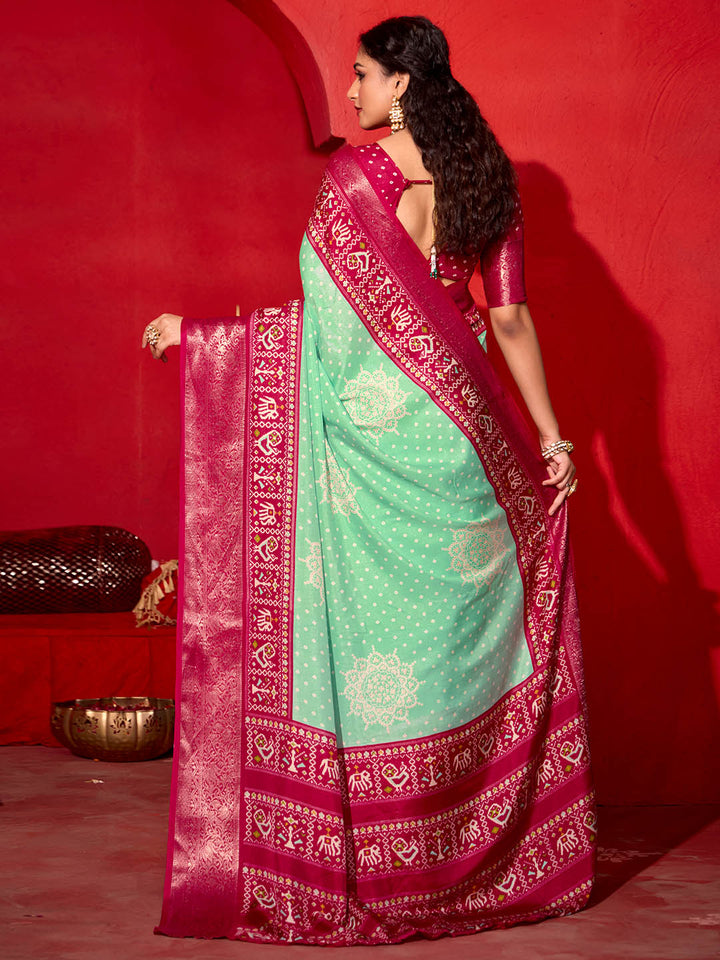 Bandhani Printed Art Silk Saree