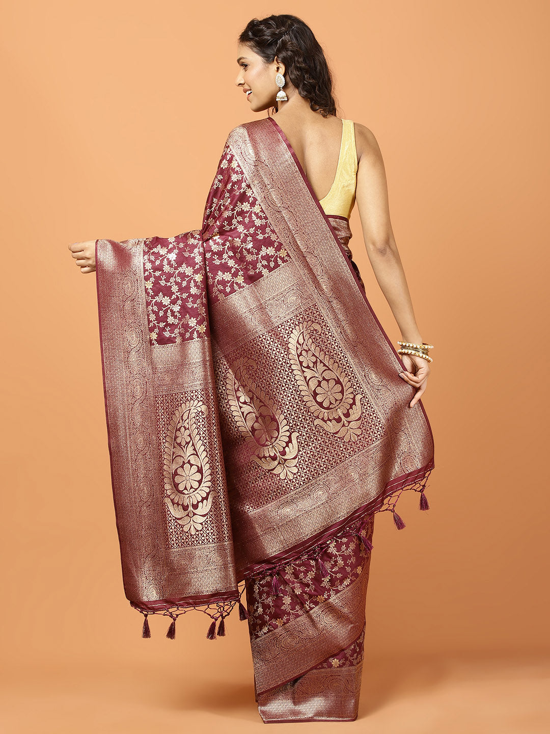 Zari Jaal Woven Art Silk Saree