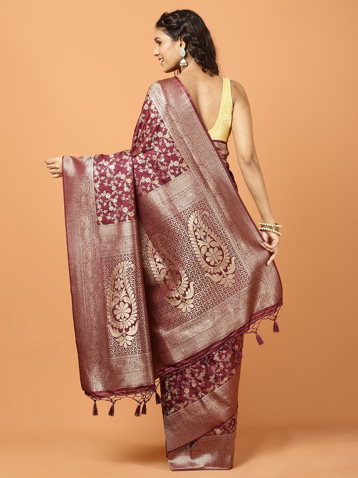 Zari Jaal Woven Art Silk Saree