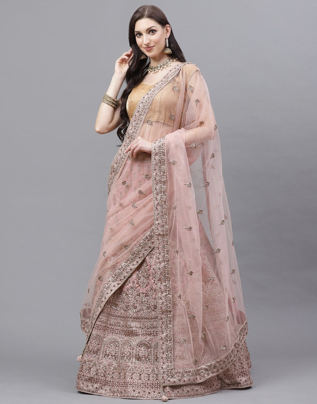 Handloom Embroidered Lehanga with Net dupatta