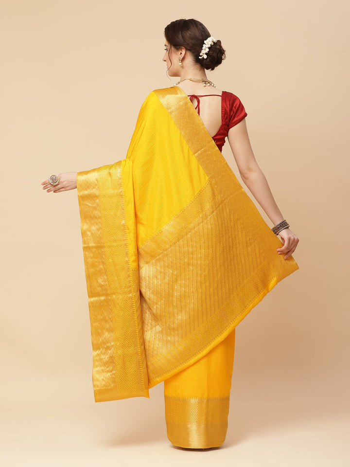 Plain Zari Border Art Handloom Woven Saree