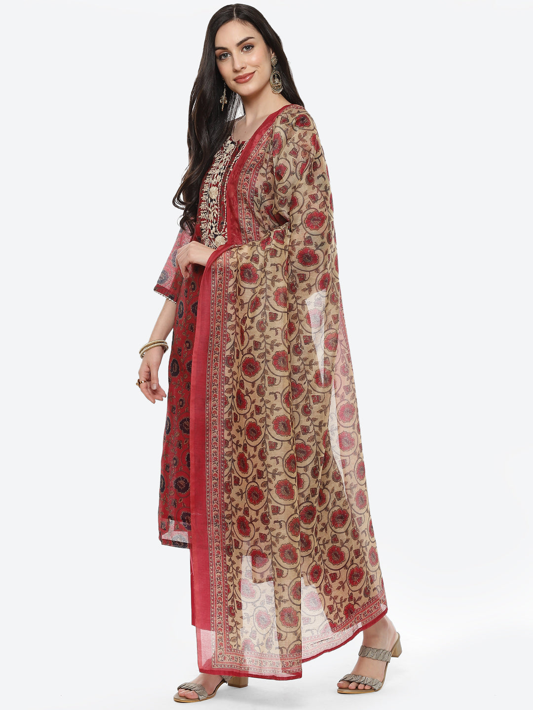 Printed Cotton Chanderi Stitched Salwar Kameez With Dupatta