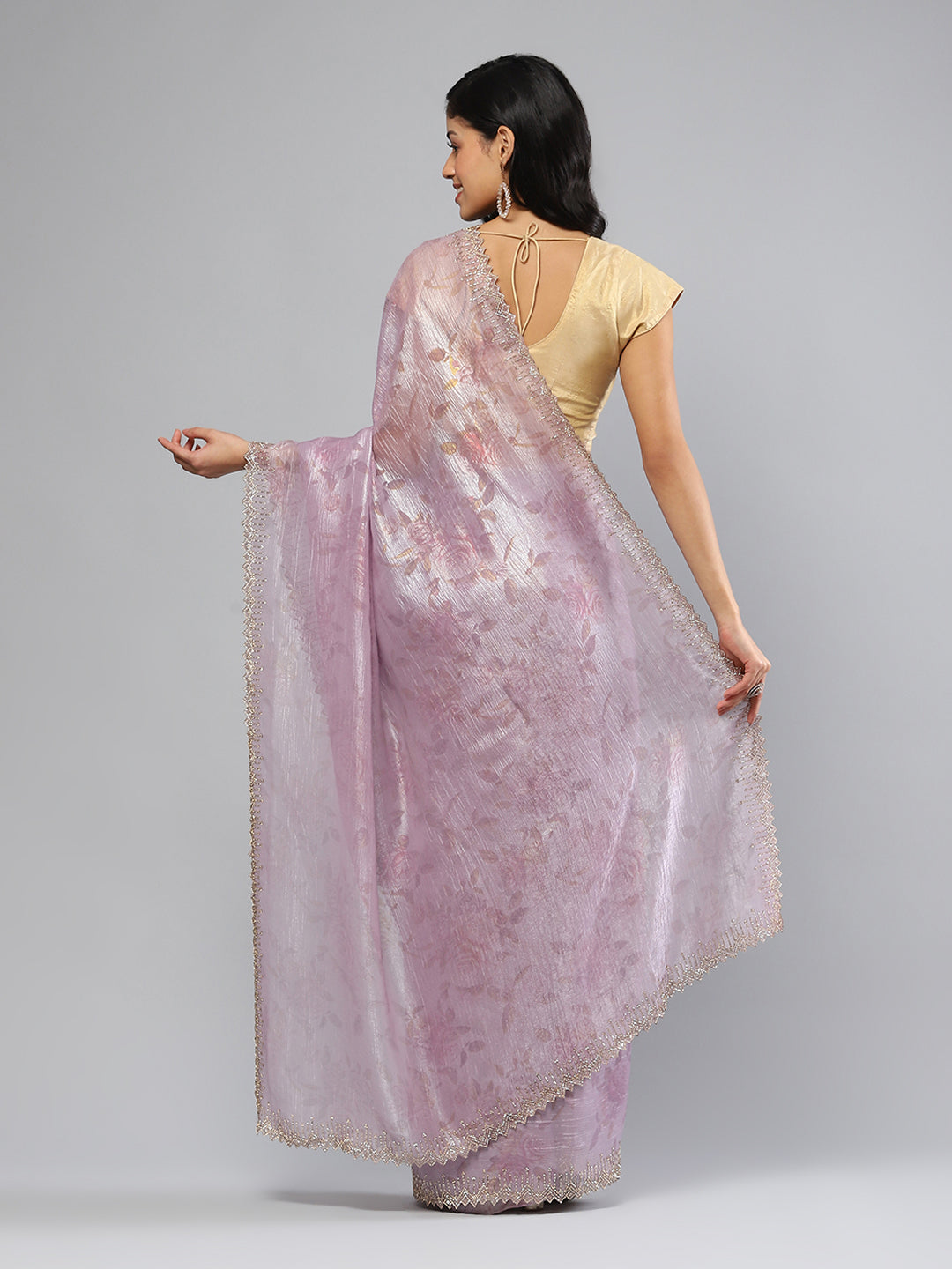 Swarovski Border Art-Chiffon Printed Saree
