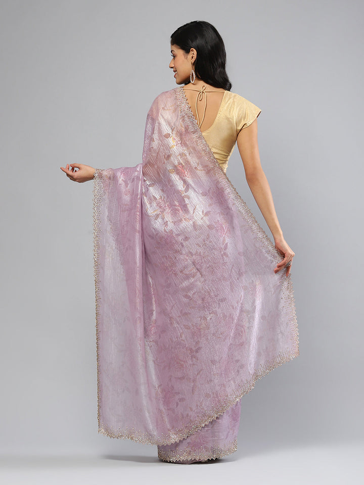 Swarovski Border Art-Chiffon Printed Saree