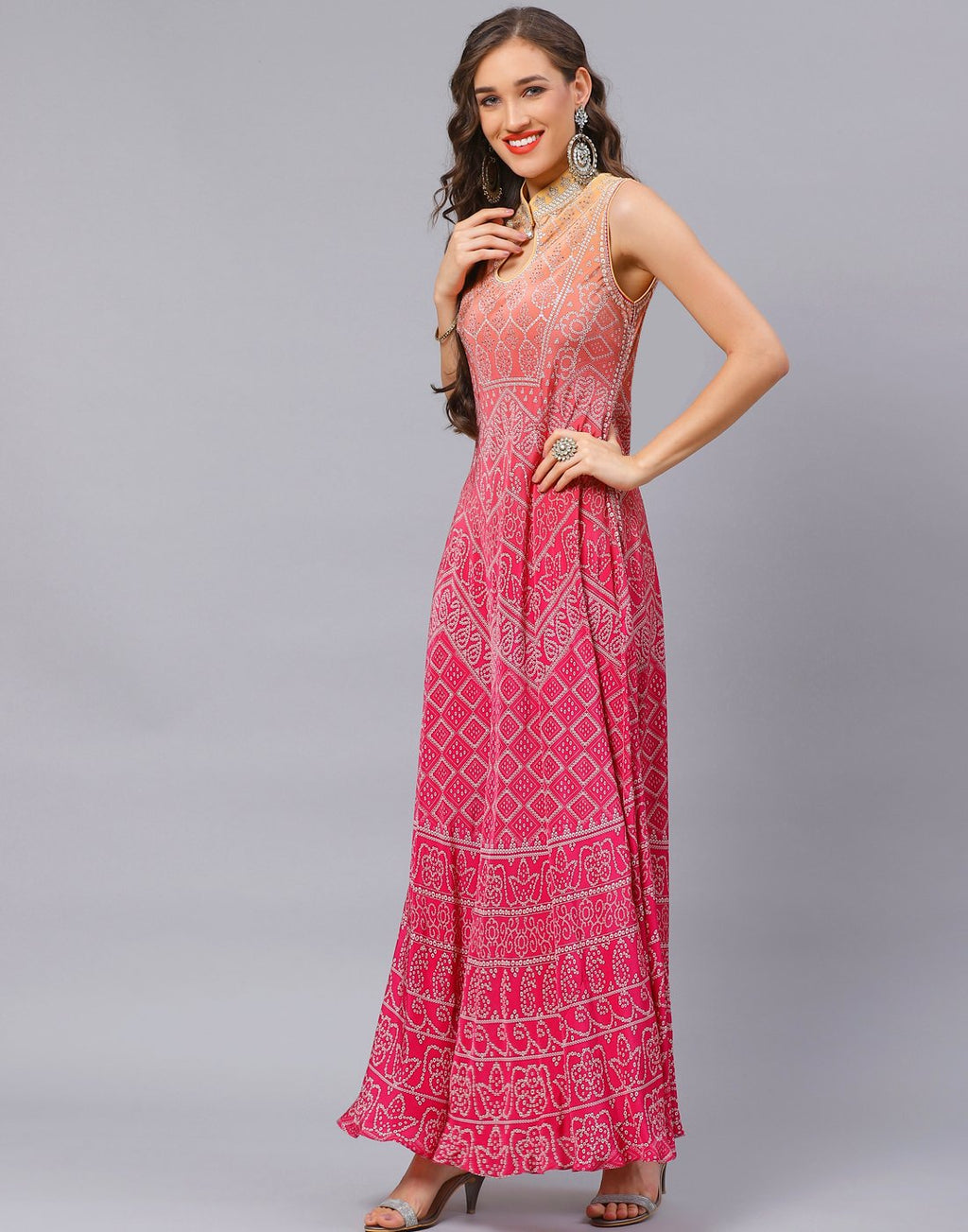 Blue and Peach Pink Dress