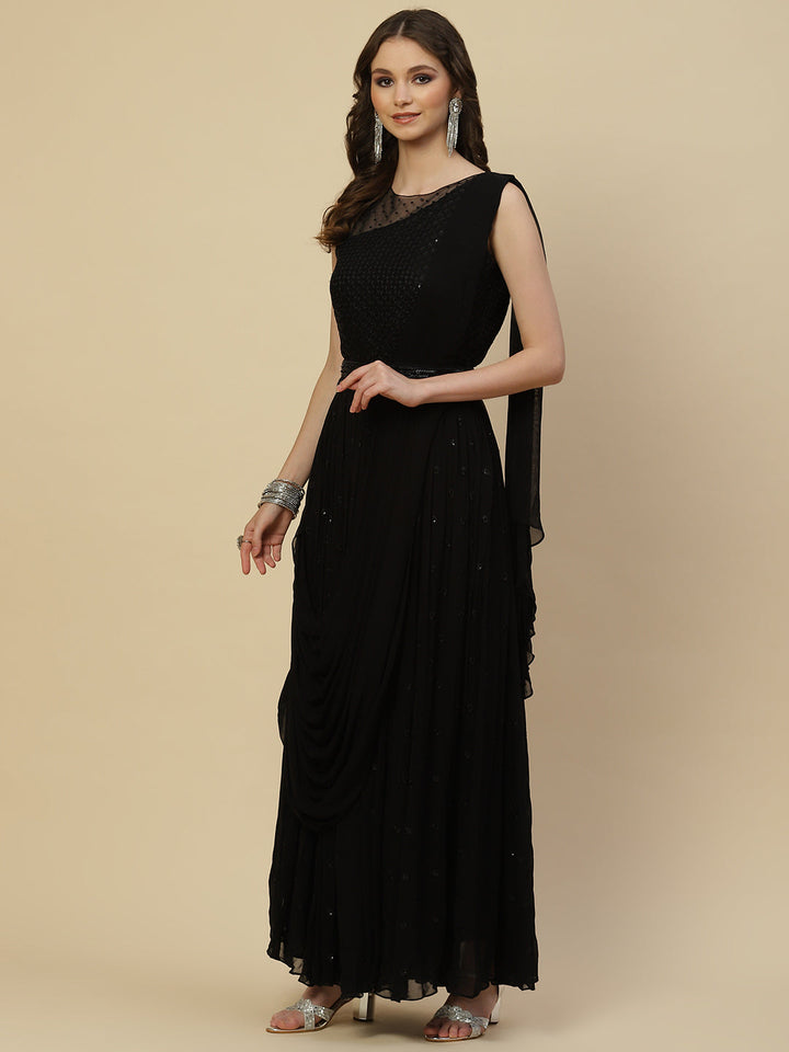 Resham Booti Georgette Gown Dress