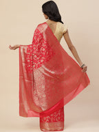 Floral Zari Jaal Chiffon Plain Saree