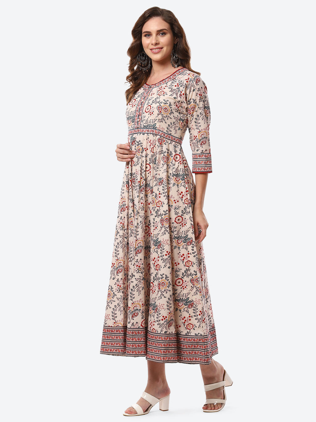 Floral Printed Cotton Anarkali Kurta