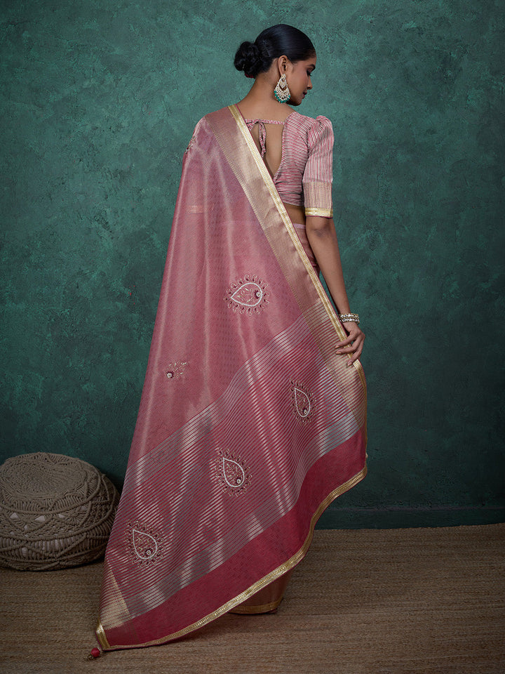 Embroidered Linen Blend Saree