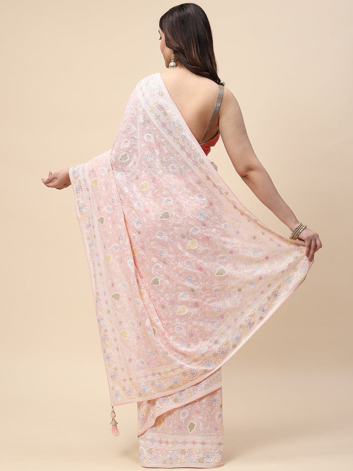 Resham Jaal Embroidered Georgette Saree