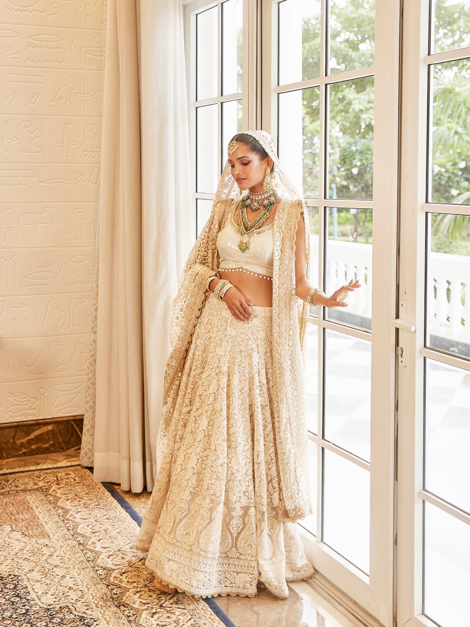 Floral Embroidered Georgette Choli With Lehenga & Net Dupatta