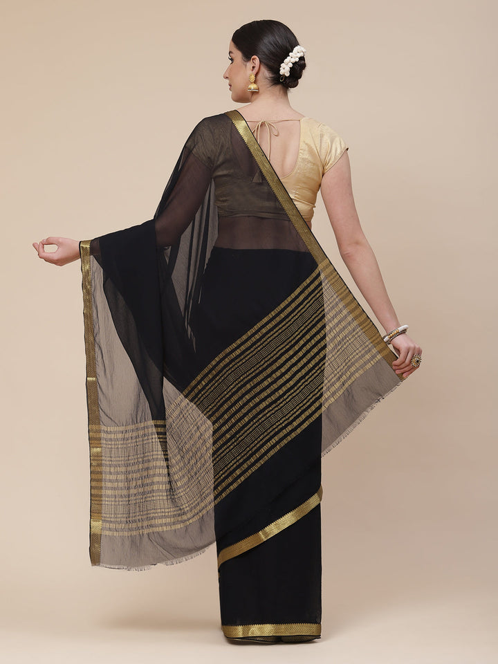 Piped Border Chiffon Plain Saree