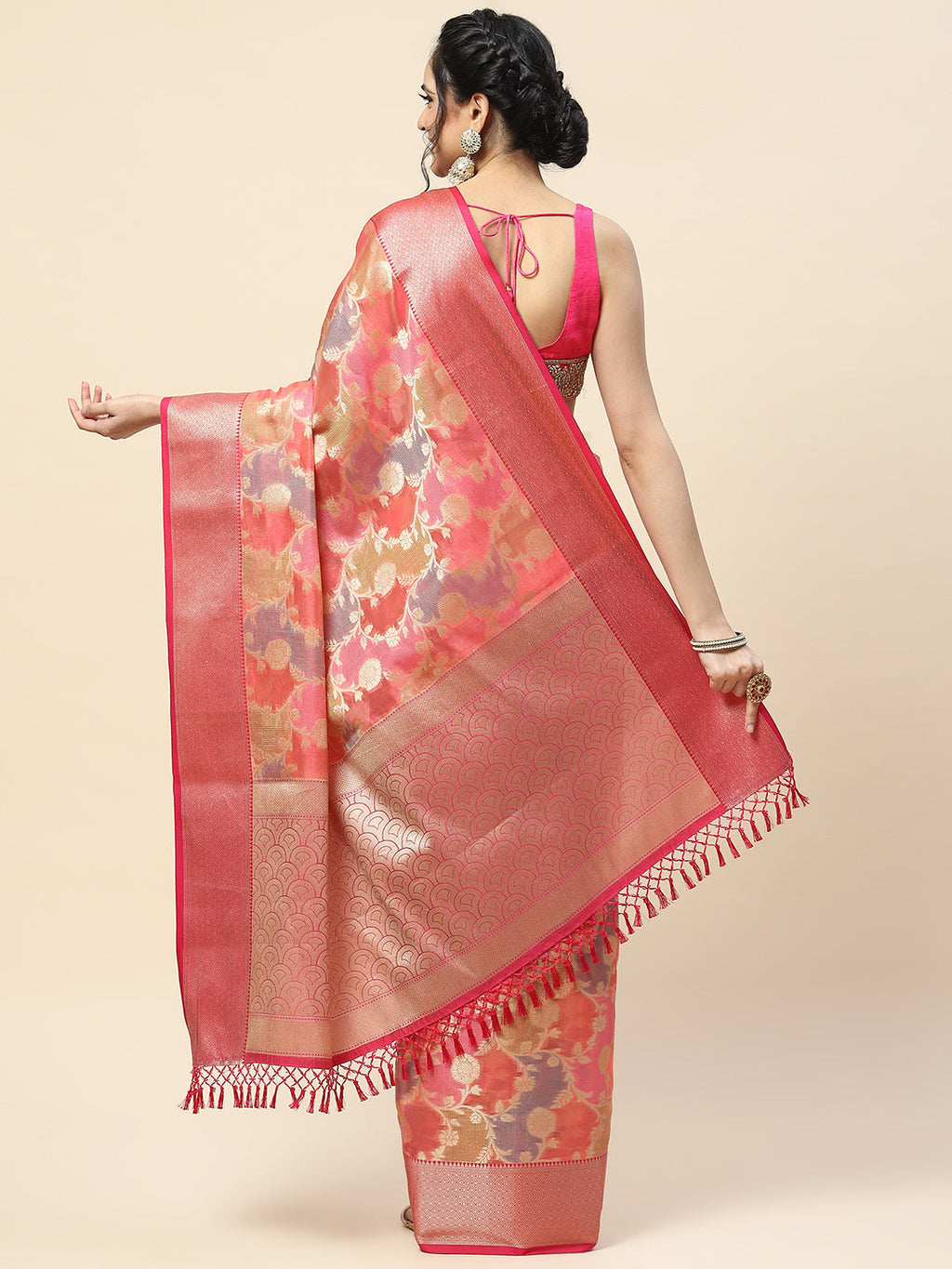 Floral Zari Jaal Cotton Woven Saree