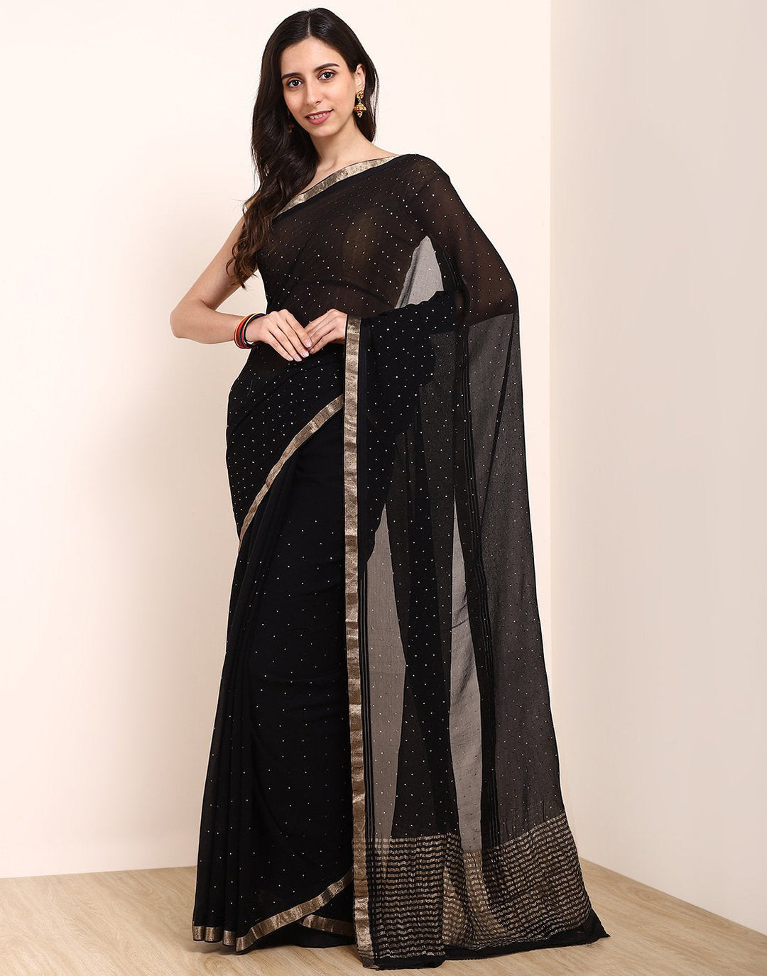 MBZ Meena Bazaar-Maroon Chiffon Saree
