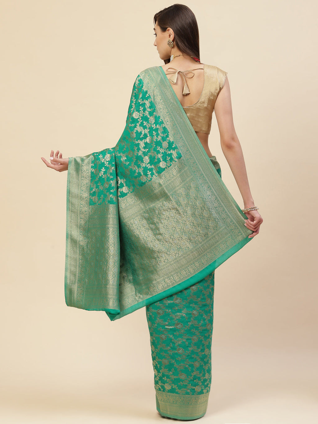 Floral Zari Jaal Georgette Plain Saree
