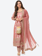 Floral Zari Jaal Handloom Kurta With Pants & Dupatta
