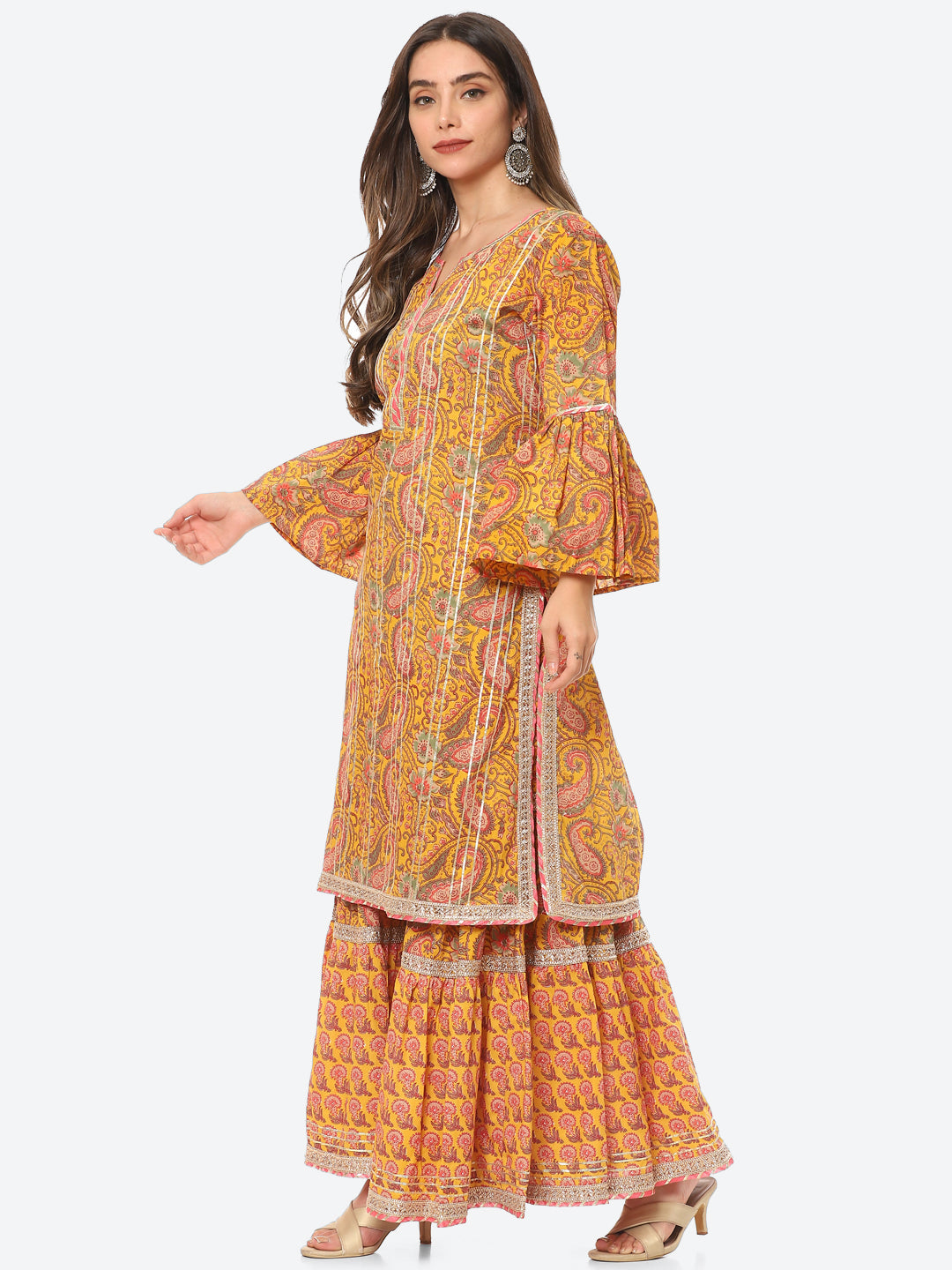 Printed Cotton Kurta With Sharara