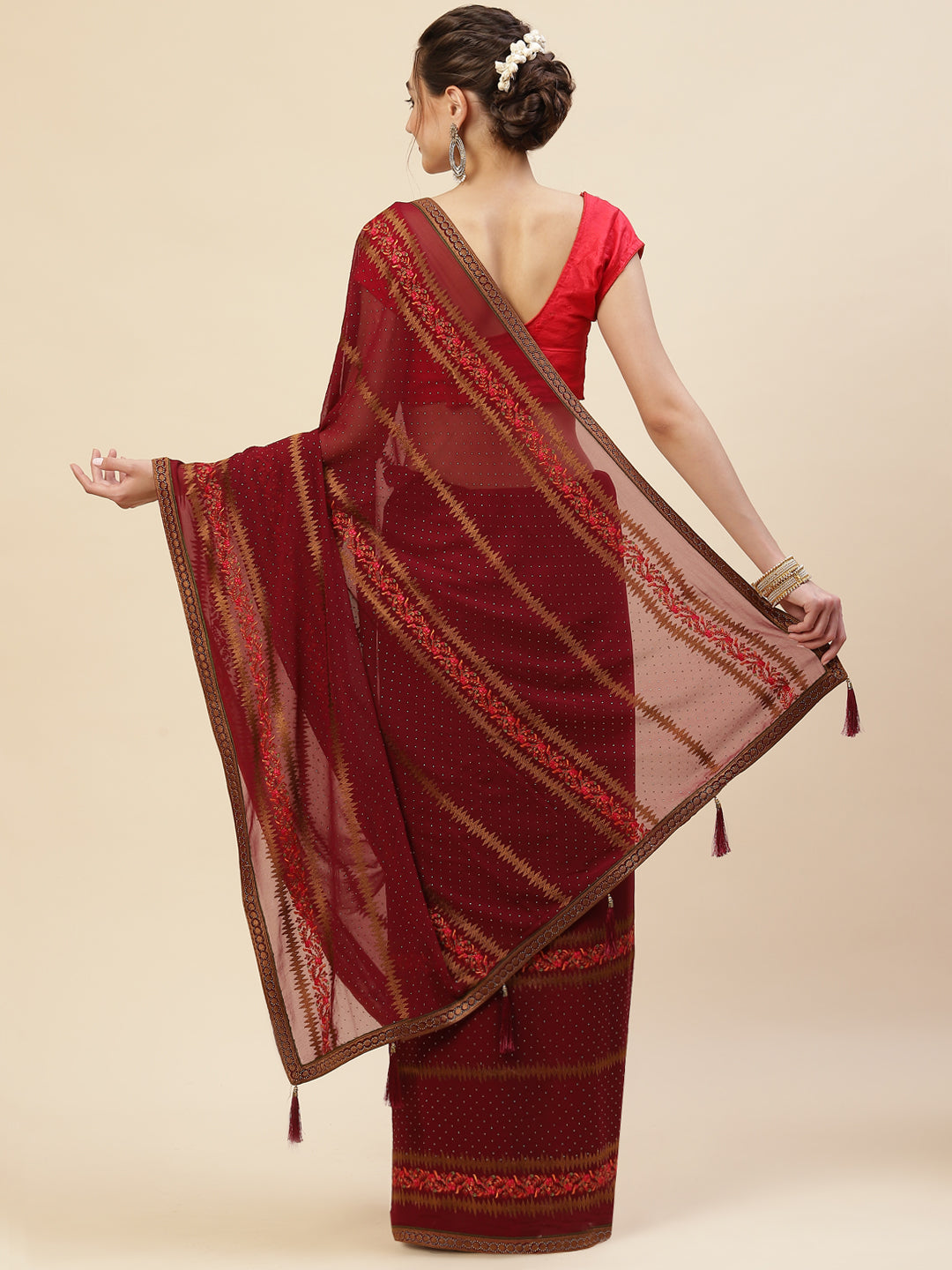 Swarovski Embroidered Georgette Saree