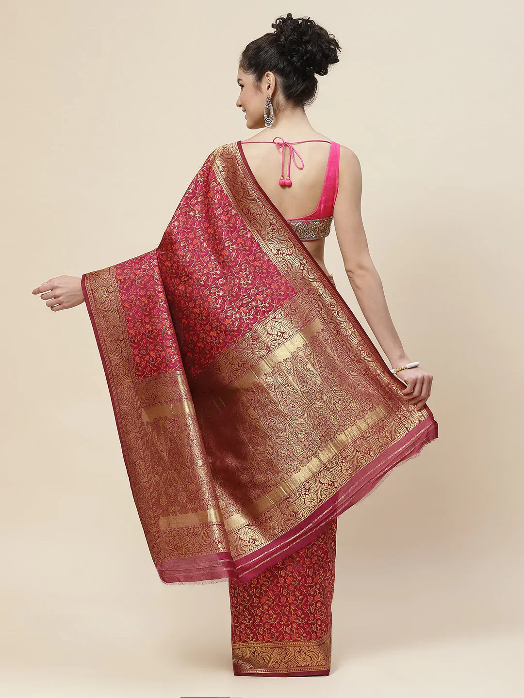 Zari Jaal Handloom Woven Saree