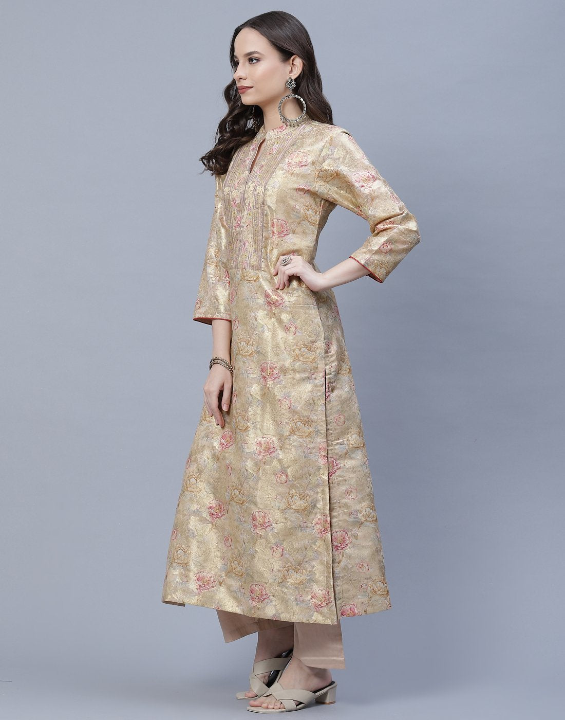 Chanderi Printed Kurti Pant Set