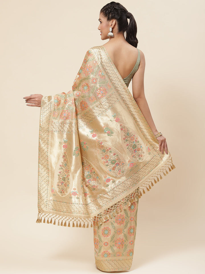 Floral Jaal Woven Organza Saree